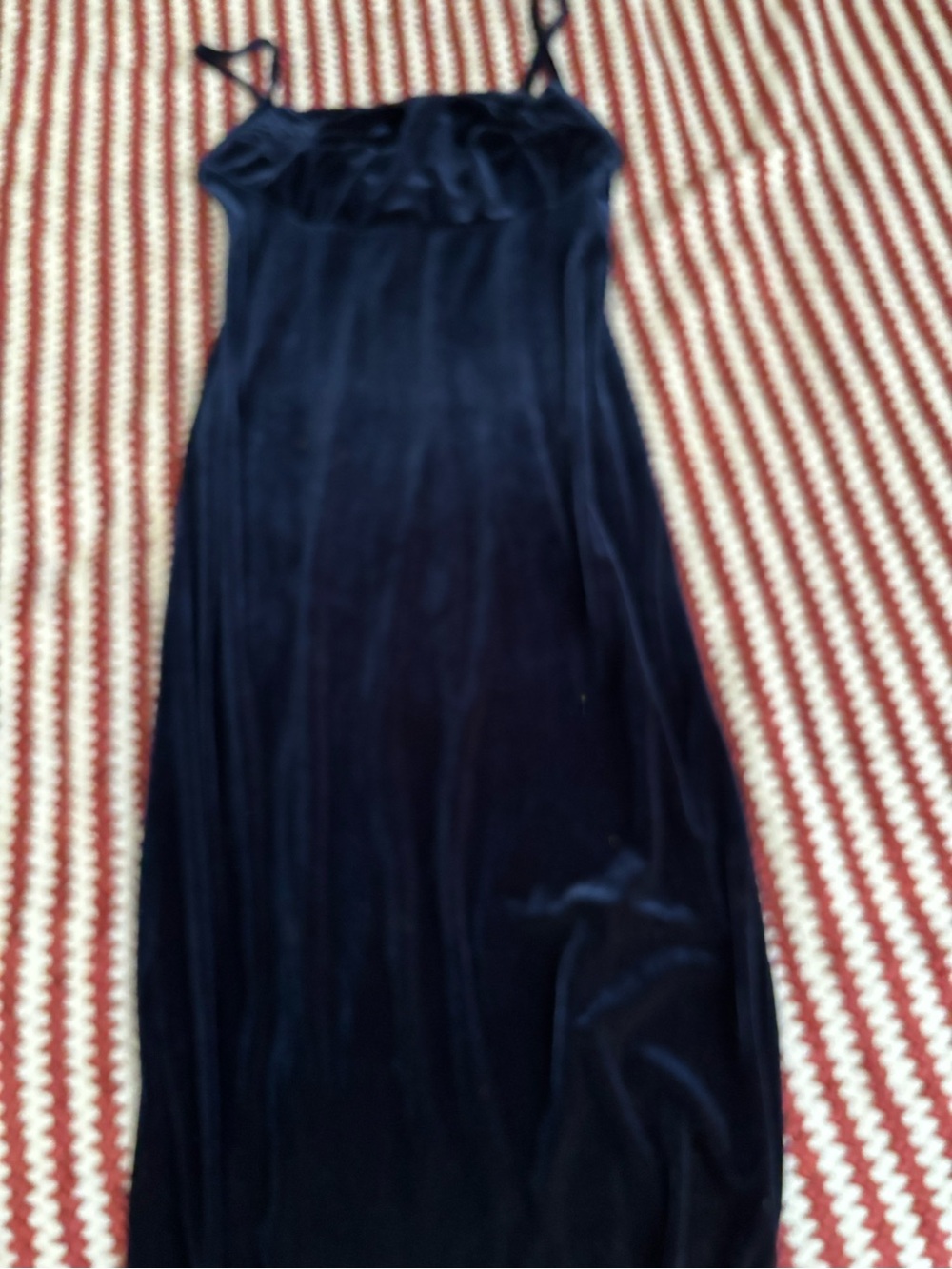 Classic Navy Velvet Maxi Slip Dress - Women's Evening Gown